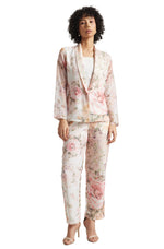 Thumbnail for Zaccai Women's Beige Organza Floral Co-ord Set - Distacart