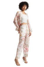 Thumbnail for Zaccai Women's Beige Organza Floral Co-ord Set - Distacart