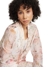 Thumbnail for Zaccai Women's Beige Organza Floral Co-ord Set - Distacart