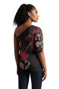 Thumbnail for Zaccai Women's Black Organza Floral Top