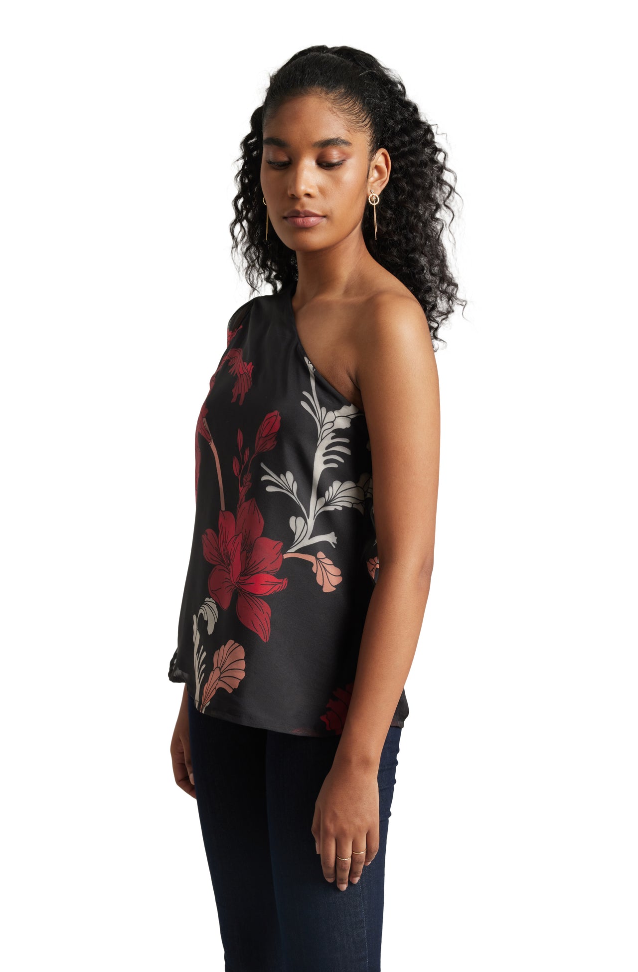 Zaccai Women's Black Organza Floral Top