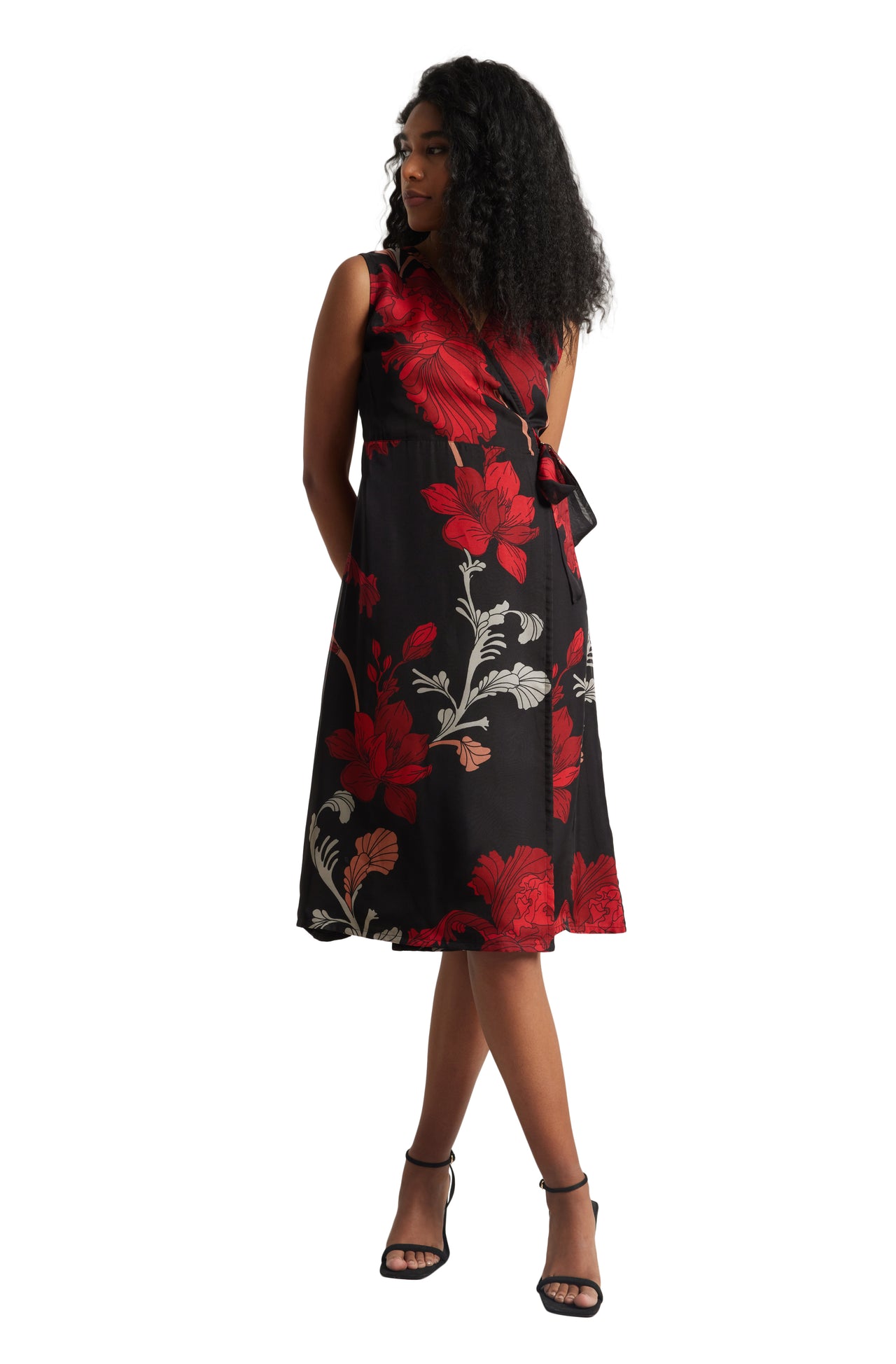 Zaccai Women's Black Organza Floral Dress