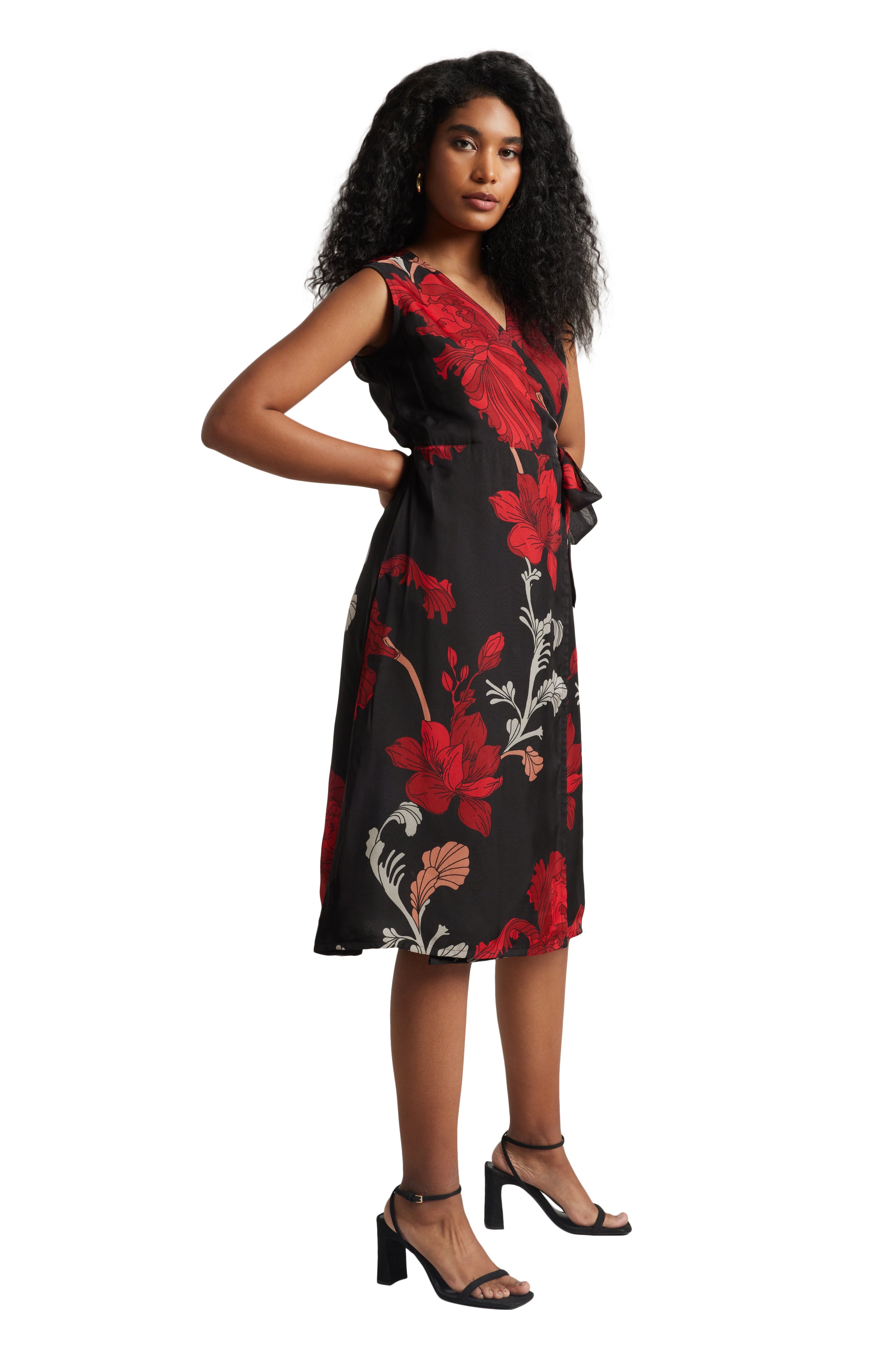 Zaccai Women's Black Organza Floral Dress - Distacart