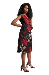 Thumbnail for Zaccai Women's Black Organza Floral Dress