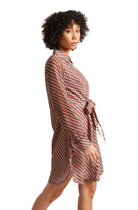 Thumbnail for Zaccai Women's Brown Georgette Geometric Dress