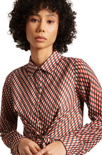 Thumbnail for Zaccai Women's Brown Georgette Geometric Dress