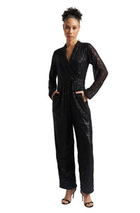 Thumbnail for Zaccai Women's Black Poly Elastane Sequined Jumpsuit