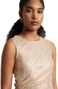Thumbnail for Zaccai Women's Champagne Poly Elastane Sequined Top