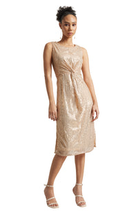 Thumbnail for Zaccai Women's Champagne Poly Elastane Sequined Dress
