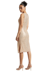 Thumbnail for Zaccai Women's Champagne Poly Elastane Sequined Dress