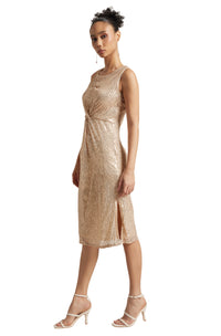 Thumbnail for Zaccai Women's Champagne Poly Elastane Sequined Dress