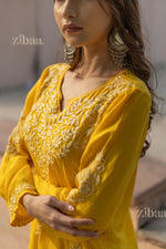 Thumbnail for Zibaa Modal Mustard Yellow Short Chikankari Kurti