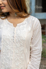 Thumbnail for Zibaa Cotton Ivory Chikankari Anarkali