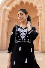 Thumbnail for Zibaa Modal White & Black Chikankari Kurti