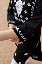 Thumbnail for Zibaa Modal White & Black Chikankari Kurti