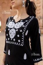 Thumbnail for Zibaa Modal White & Black Chikankari Kurti