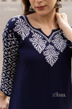 Thumbnail for Zibaa Rayon Chikankari Kurti with Jaal work