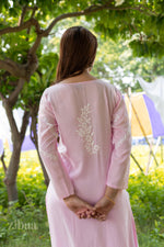 Thumbnail for Zibaa Modal Pink Chikankari Kurti