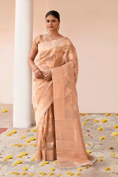 Joban Fashion Gold Banarasi Tissue Saree