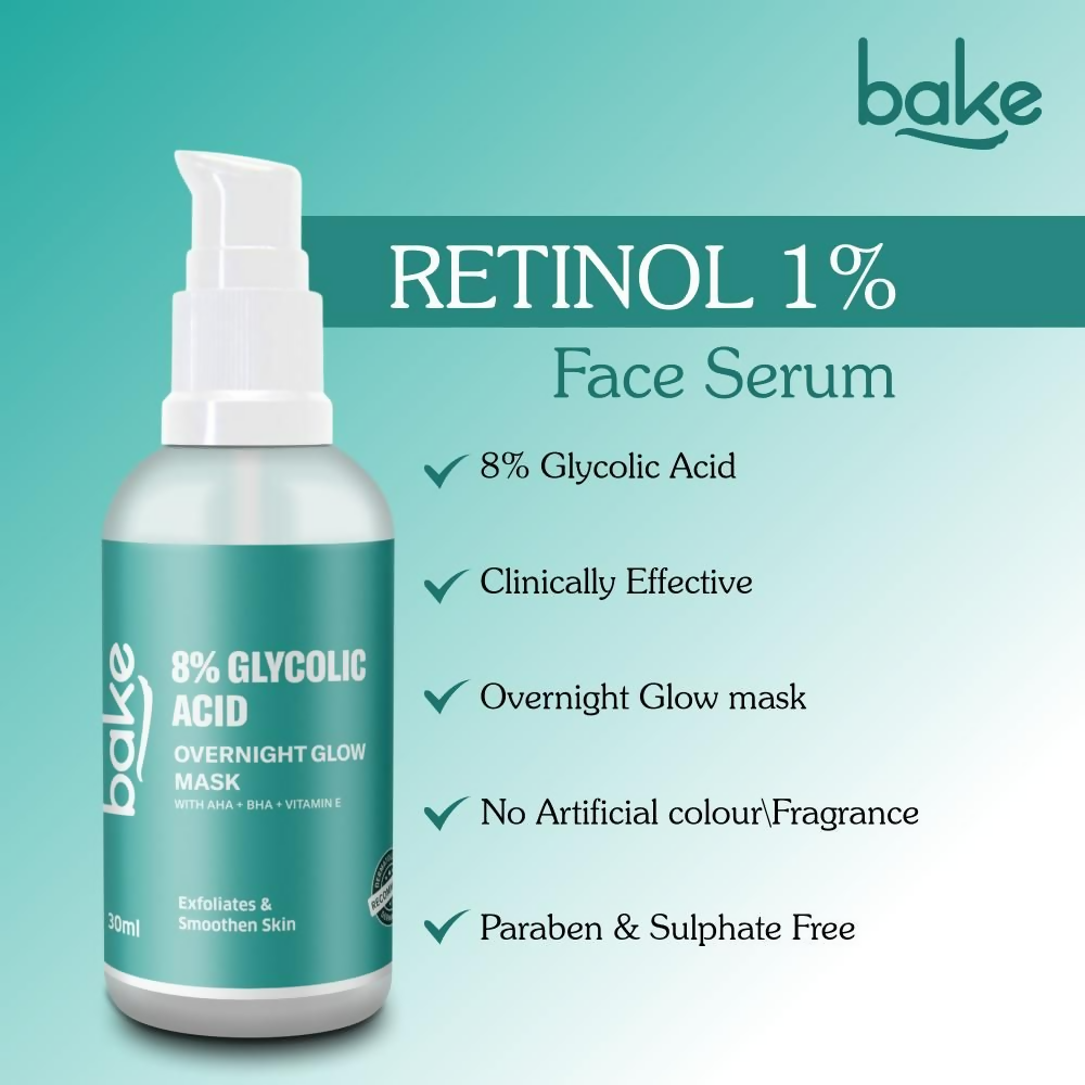 Bake 8% Glycolic Acid Overnight Glow Mask Serum - Distacart