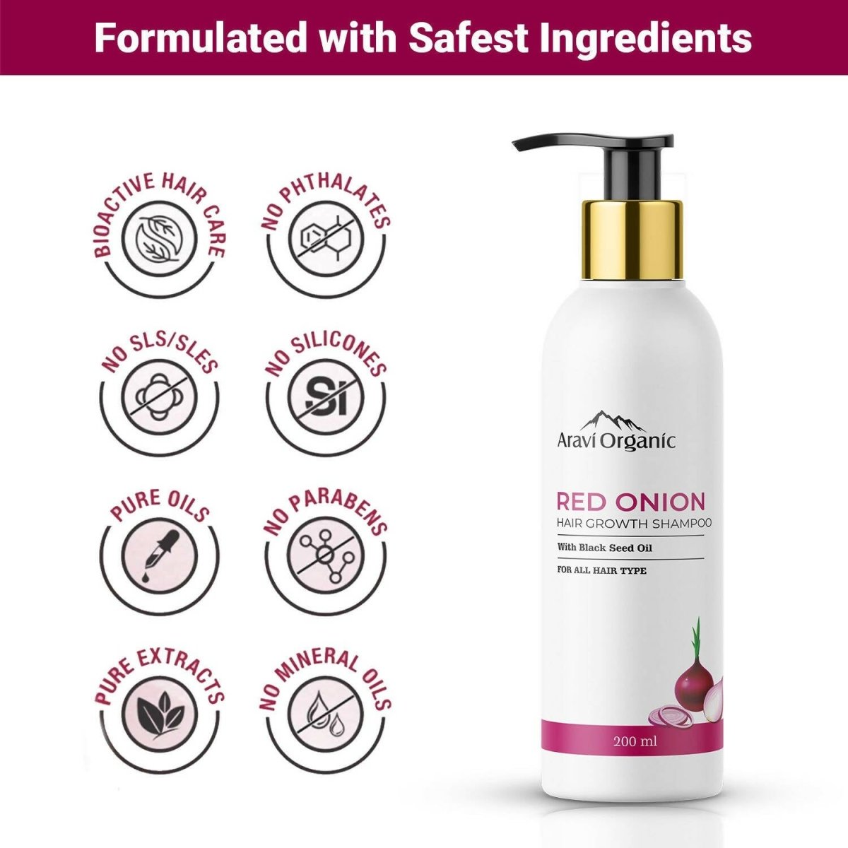 Aravi Organic Onion Hair Shampoo for Hair Growth and Hair Fall Control - Distacart