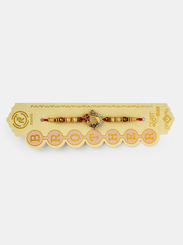 NVR Women & Men Set of 2 Gold Artificial beads Bhaiya Bhabhi Rakhi With Roli Chawal & Chocolate - Distacart