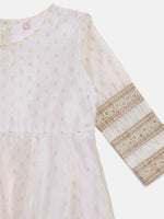 Thumbnail for Ahalyaa Off White Chanderi Anarkali Kids Kurta With Dupatta For Girls - Distacart