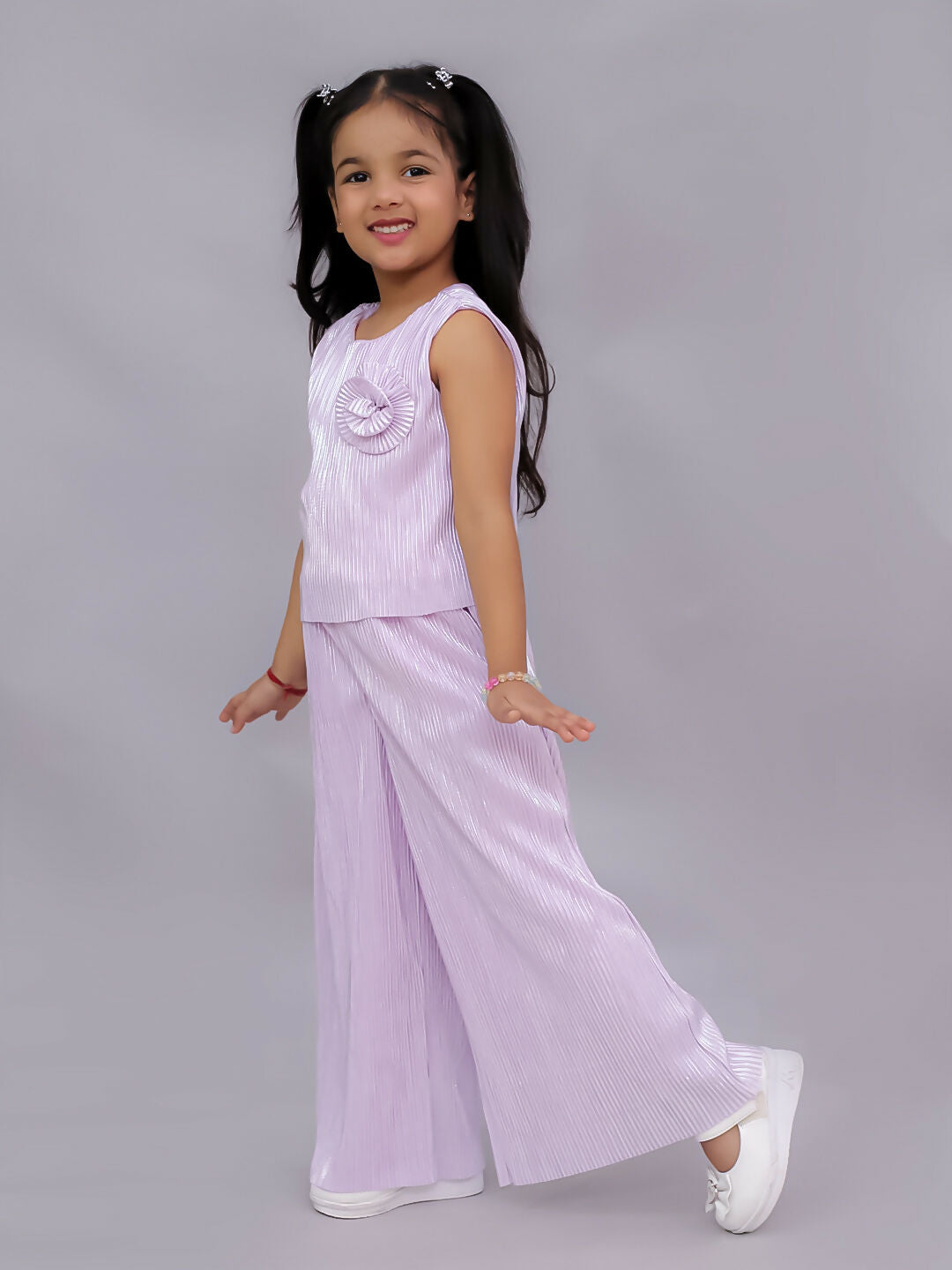 Lil Drama Glam Up Girls Pink Party Top and Pant Set