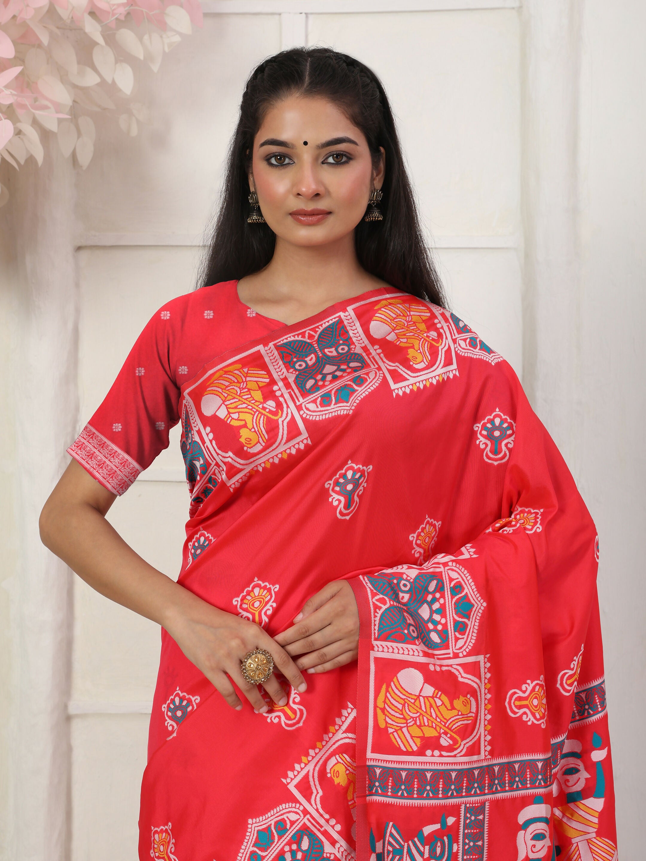 Astita Silk Blend Red Saree