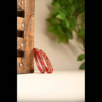 Thumbnail for Afast Elegant Bridal & Wedding Party Fashion Bangle/Kada Set, Red, Glass, Pack Of 12 Model No- A9 - Distacart