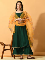 Thumbnail for Myshka Women's Green Solid Party Kurta Sets - Distacart