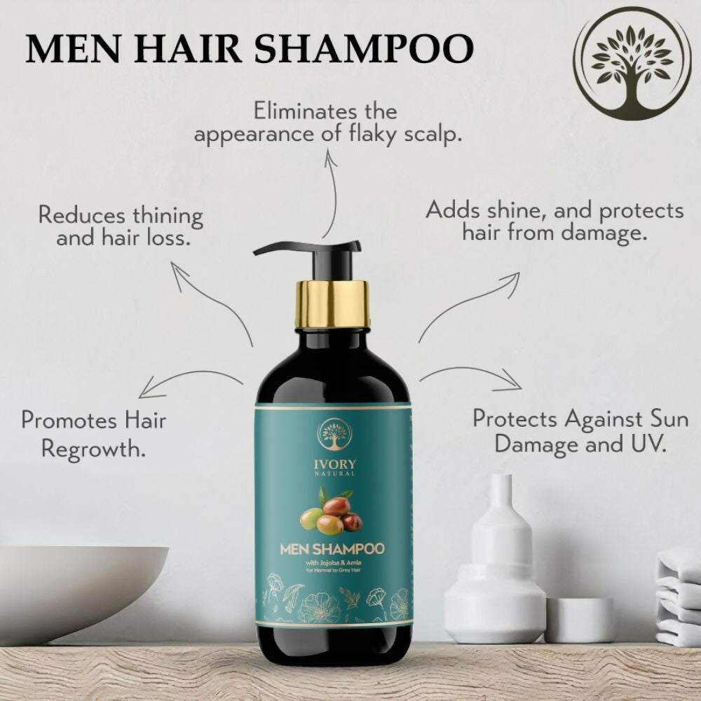 Ivory Natural Men Shampoo For Deep Cleansing, Scalp Wellness, Hair Shine & Dandruff Control - Distacart