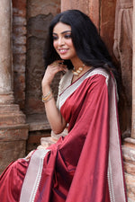 Thumbnail for Joban Fashion Maroon Red Colour Banarasi Katan Pure Handloom Banarasi Silk Saree