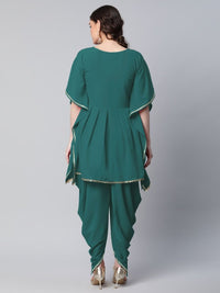 Thumbnail for Ahalyaa Women Dark Green Crepe Glitter Printed Kurta with Dhoti Pants - Distacart