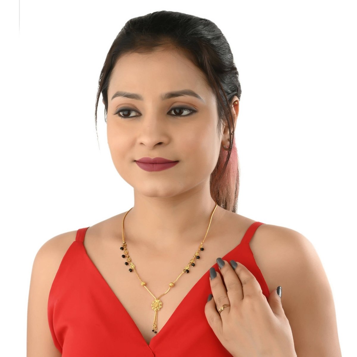 AanyaCentric Gold-plated Mangalsutra & Ring Set - Distacart