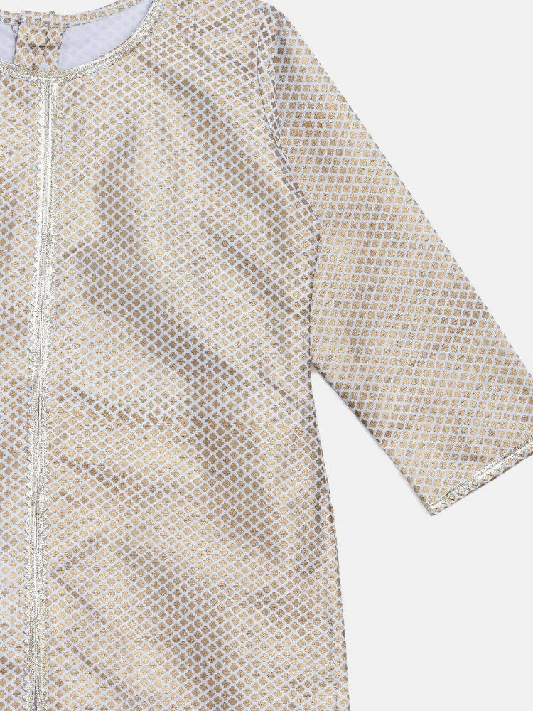 Ahalyaa Poly Silk Gold Printed Straight Kids Kurta With Palazzo For Girls - Distacart