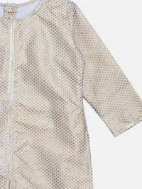 Thumbnail for Ahalyaa Poly Silk Gold Printed Straight Kids Kurta With Palazzo For Girls - Distacart