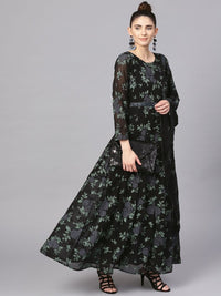 Thumbnail for Ahalyaa Black Georgette Anarkali Kurta With Dupatta
