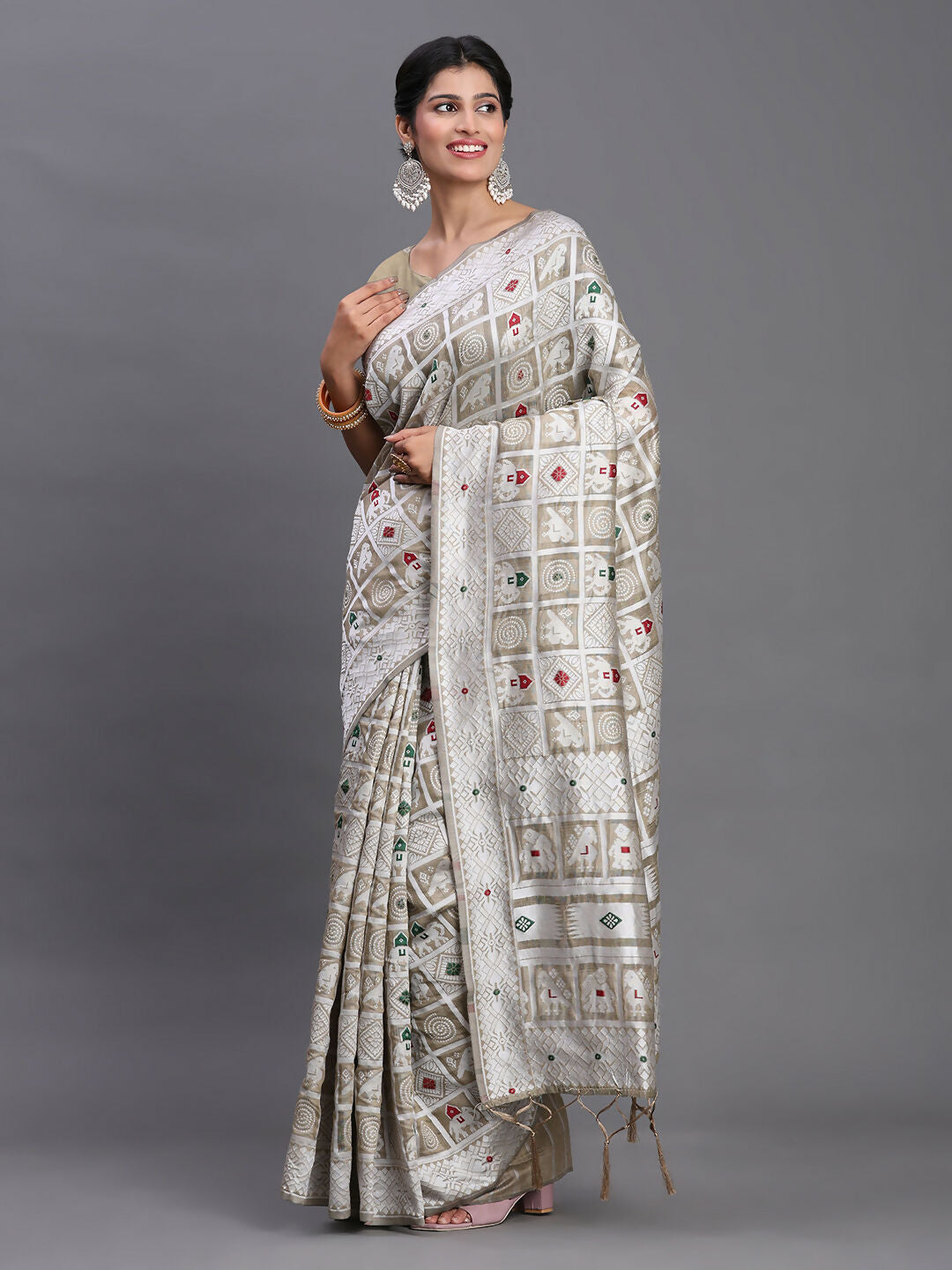 Astita Linen Cotton Beige Saree