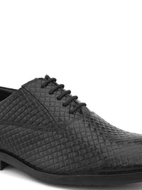 Thumbnail for House of Pataudi Men leather Textured Formal Oxfords Shoes