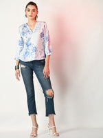 Thumbnail for Myshka Women's White Printed Top - Distacart