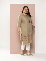 Thumbnail for Sztori Plus Size Ethnic Motifs Tie-Up Neck Kurta - Distacart