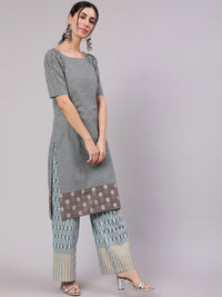 Thumbnail for Aks Paisley Printed Straight Kurta With Palazzos - Distacart