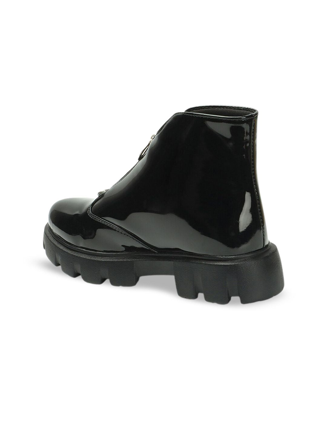 Roadster The Lifestyle Co. Women Black Mid Top Platform Heel Chunky Boots With Zip