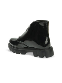 Thumbnail for Roadster The Lifestyle Co. Women Black Mid Top Platform Heel Chunky Boots With Zip