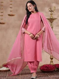 Thumbnail for Anubhutee Round Neck Kurta With Salwar & Dupatta - Distacart