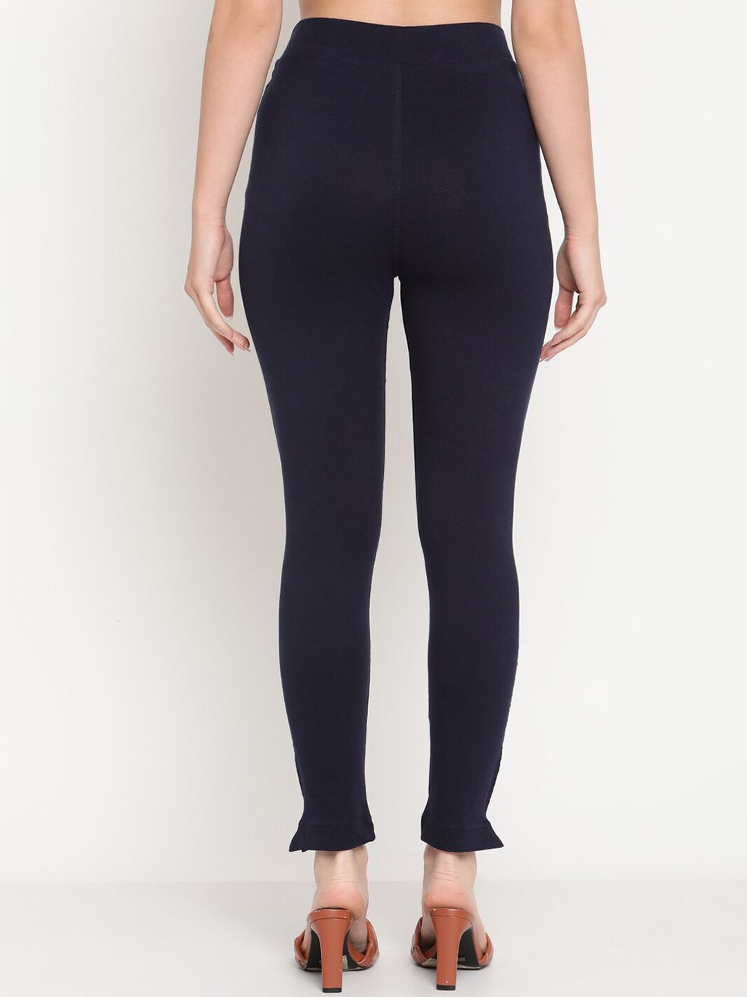 TAG 7 Set Of 2 Yellow & Navy Blue Solid Leggings - Distacart