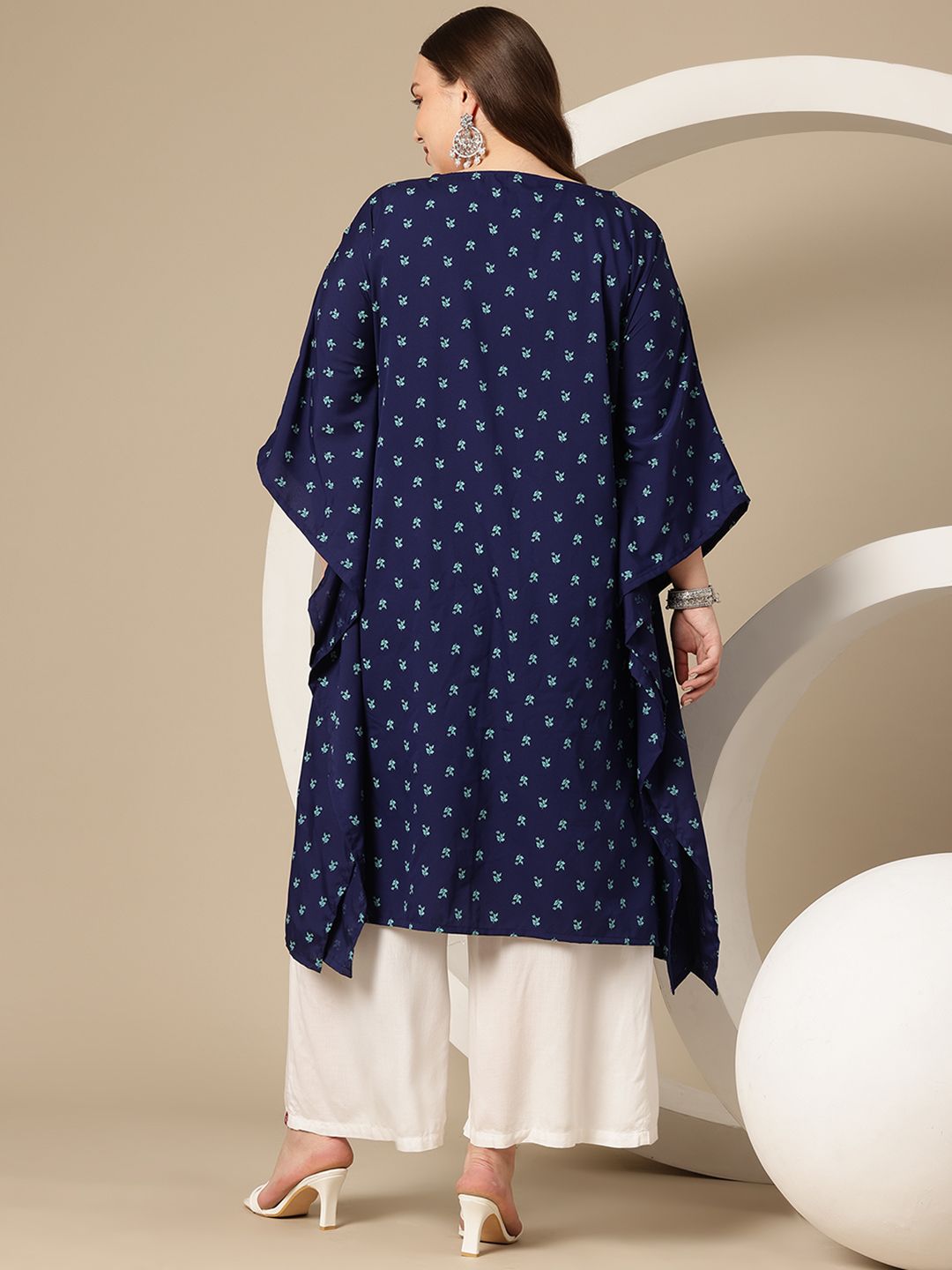 Sztori Plus Size Floral Printed Flared Sleeves Floral Kaftan Kurta - Distacart