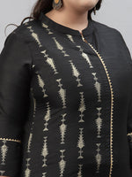 Thumbnail for Sztori Plus Size Ethnic Motifs Printed Mandarin Collar Straight Kurta with Trousers - Distacart