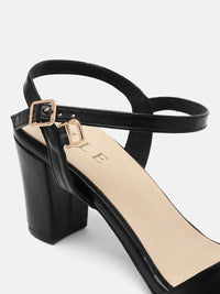 Thumbnail for ELLE Black Solid Block Heels